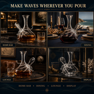 Octopus Tentacle Glass Decanter Handcrafted Decorative For Wine Or Whiskey Antique Bronze Finish Sta