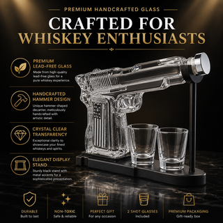 Gifts For Men Dad Father Whiskey Decanter Set 8 Oz With Two 2 Oz Glasses American Flag Pistol Gun An