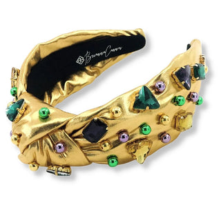BC Gold Mardi Gras Headband With Gold Beads And Crystals - Boutique Bella BellaAccessories