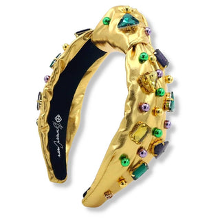 BC Gold Mardi Gras Headband With Gold Beads And Crystals - Boutique Bella BellaAccessories