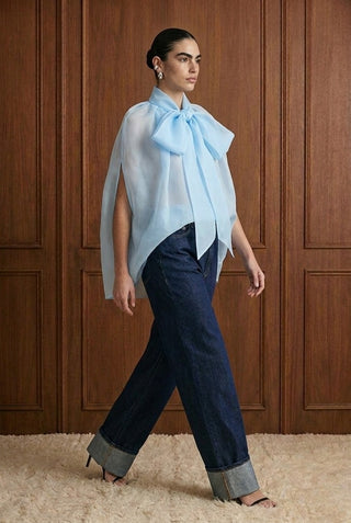 Wrapped w/ A Bow Blouse - Blue