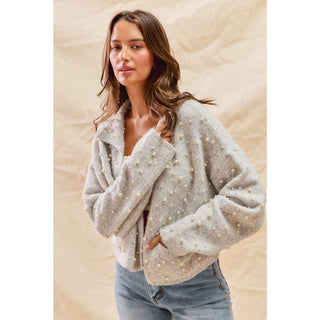 Embellished Pearl Open Front Cardigan