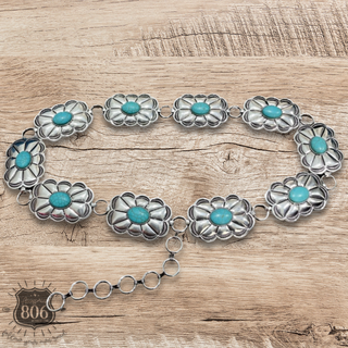 Western scalloped rectangle concho belt - LC