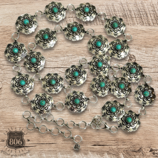 Western scalloped concho link belt