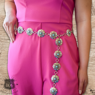 Western scalloped concho link belt