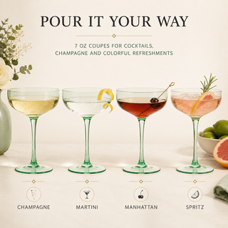 Colored Coupe Glass 7OZ Set Of 4 By Colorful Champagne Cocktail Glasses Fancy Manhat