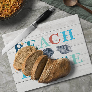 "Beach House" Tempered Glass Cutting Board 10" X 8" - Boutique Bella BellaCutting Board