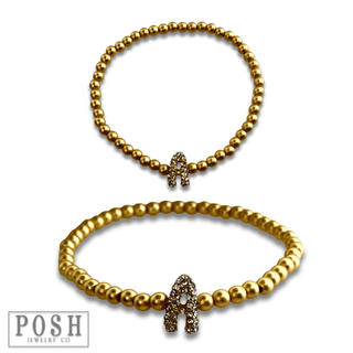 Bead bracelet with rhinestone inital - Boutique Bella BellaBracelets