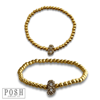 Bead bracelet with rhinestone inital - Boutique Bella BellaBracelets