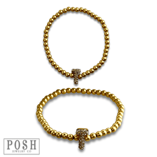 Bead bracelet with rhinestone inital - Boutique Bella BellaBracelets
