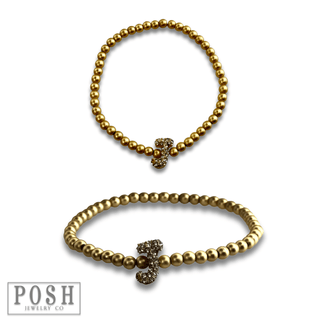Bead bracelet with rhinestone inital - Boutique Bella BellaBracelets
