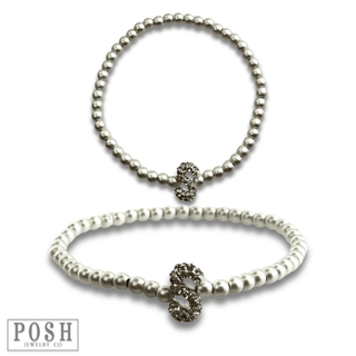 Bead bracelet with rhinestone inital - Boutique Bella BellaBracelets