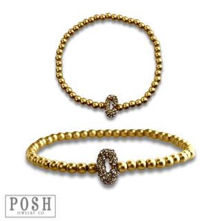 Bead bracelet with rhinestone inital - Boutique Bella BellaBracelets