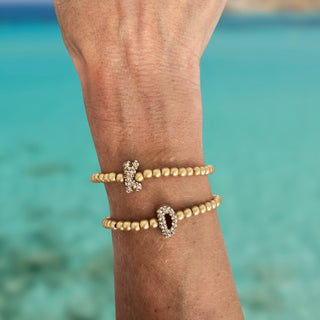 Bead bracelet with rhinestone inital - Boutique Bella BellaBracelets