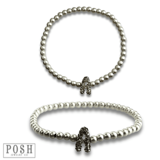 Bead bracelet with rhinestone inital - Boutique Bella BellaBracelets