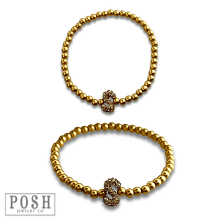 Bead bracelet with rhinestone inital - Boutique Bella BellaBracelets
