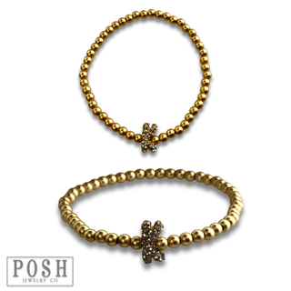 Bead bracelet with rhinestone inital - Boutique Bella BellaBracelets