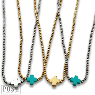 Bead chain cross layering necklace - Boutique Bella BellaNecklaces