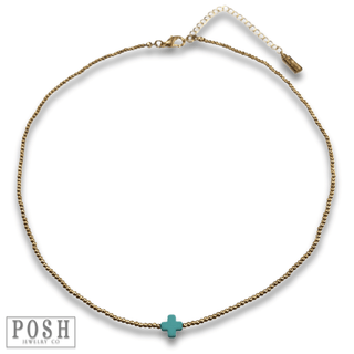 Bead chain cross layering necklace - Boutique Bella BellaNecklaces