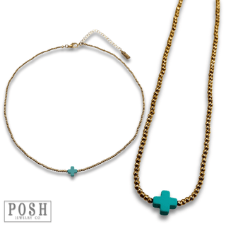 Bead chain cross layering necklace - Boutique Bella BellaNecklaces