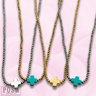 Bead chain cross layering necklace - Boutique Bella BellaNecklaces