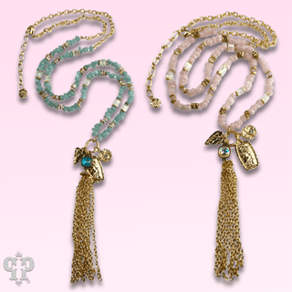 Bead chip and charm necklace with crystal from Swarovski® - Boutique Bella BellaNecklaces