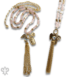 Bead chip and charm necklace with crystal from Swarovski® - Boutique Bella BellaNecklaces