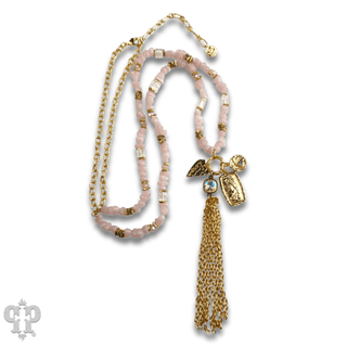 Bead chip and charm necklace with crystal from Swarovski® - Boutique Bella BellaNecklaces