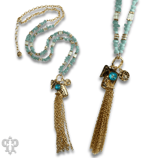 Bead chip and charm necklace with crystal from Swarovski® - Boutique Bella BellaNecklaces