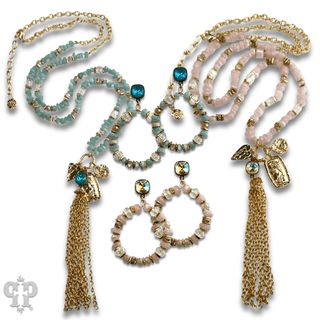 Bead chip and charm necklace with crystal from Swarovski® - Boutique Bella BellaNecklaces