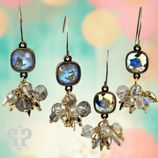 Bead cluster dangle earring with Austrian crystal - LC - Boutique Bella BellaEarrings