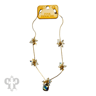 Bead cluster necklace with Austrian crystal pendant - LC - Boutique Bella BellaNecklaces