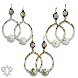 Bead cluster teardrop earring with Austrian crystal, last call - Boutique Bella BellaEarrings