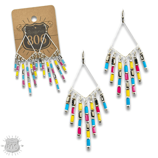 Bead fringe diamond teardrop earring - Boutique Bella BellaEarrings