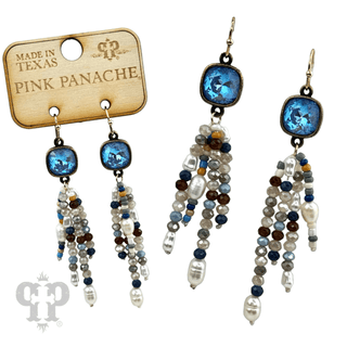 Bead fringe earring, Austrian crystal - LC - Boutique Bella BellaEarrings