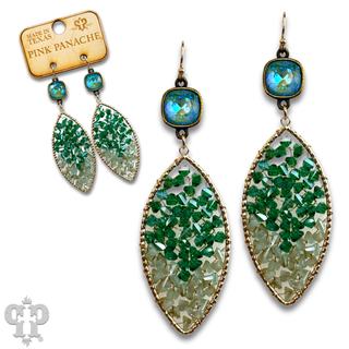 Bead woven diamond shape earring with Austrian crystal - Boutique Bella BellaEarrings