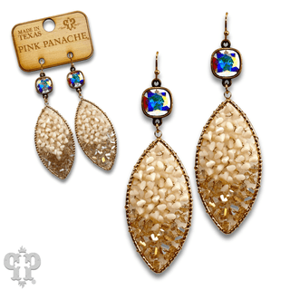 Bead woven diamond shape earring with Austrian crystal - Boutique Bella BellaEarrings