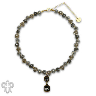 Bead woven flower necklace with Austrian crystal - Boutique Bella BellaNecklaces