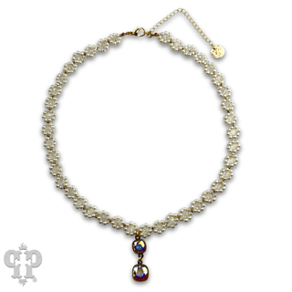 Bead woven flower necklace with Austrian crystal - Boutique Bella BellaNecklaces