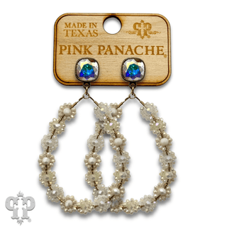 Bead woven flower teardrop earring, Austrian crystal - LC - Boutique Bella BellaEarrings