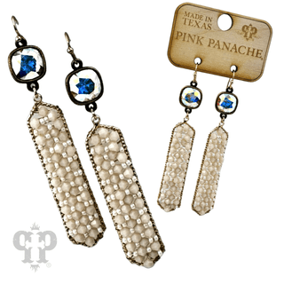 Bead wrapped hexagon dangle earring with Austrian crystal - LC - Boutique Bella BellaEarrings