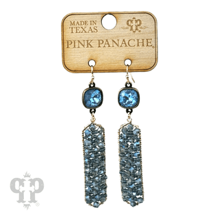 Bead wrapped hexagon dangle earring with Austrian crystal - LC - Boutique Bella BellaEarrings