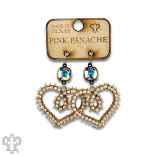 Bead wrapped scroll heart earrings with Austrian crystals - Boutique Bella BellaEarrings