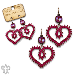 Bead wrapped scroll heart earrings with Austrian crystals - Boutique Bella BellaEarrings