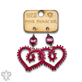 Bead wrapped scroll heart earrings with Austrian crystals - Boutique Bella BellaEarrings