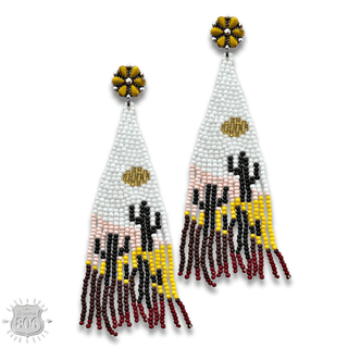 Beaded cactus scene earring, last call - Boutique Bella BellaEarrings