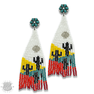 Beaded cactus scene earring, last call - Boutique Bella BellaEarrings