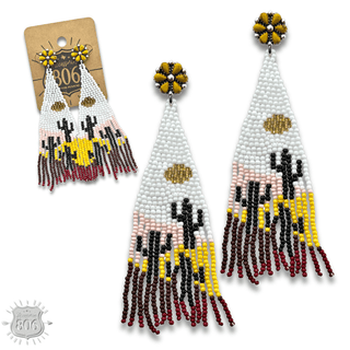 Beaded cactus scene earring, last call - Boutique Bella BellaEarrings