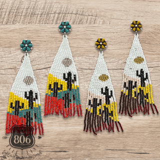 Beaded cactus scene earring, last call - Boutique Bella BellaEarrings