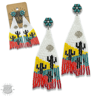 Beaded cactus scene earring, last call - Boutique Bella BellaEarrings